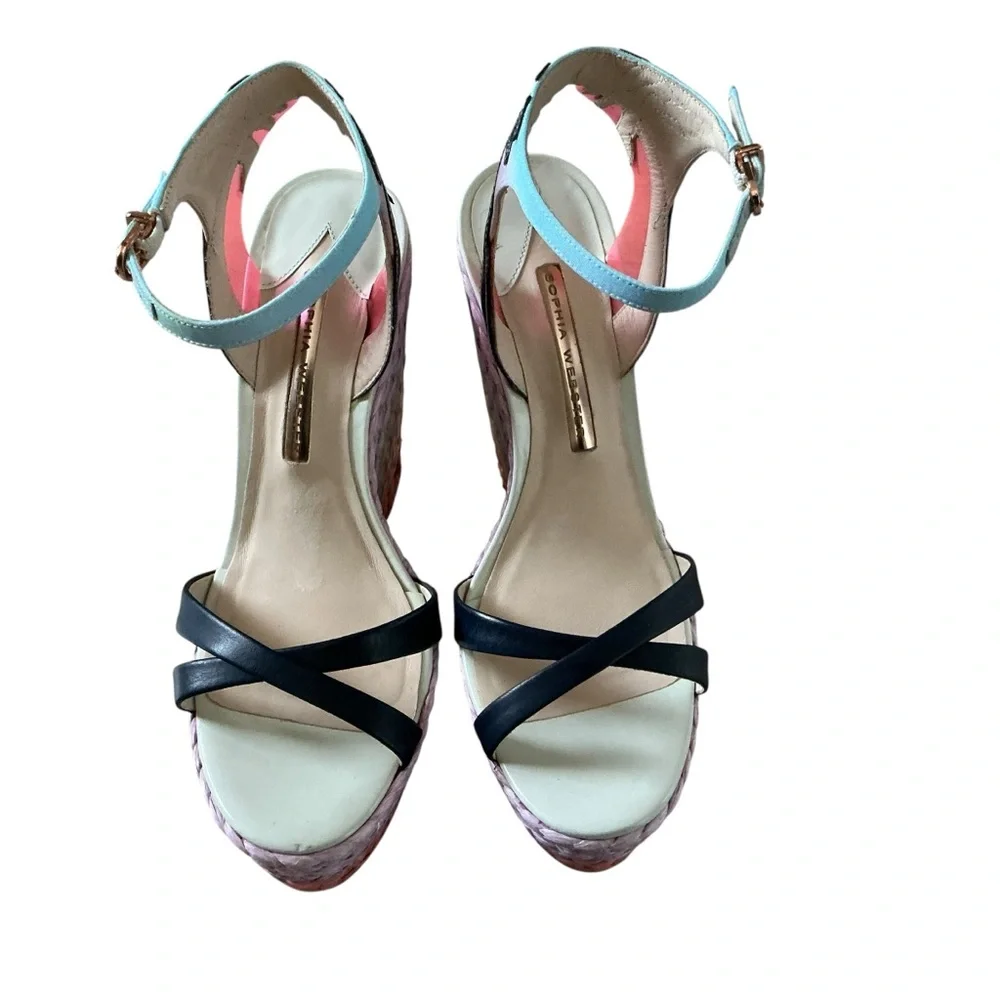 Sophia Webster Lucita MALIBU wedge sandals pastel multicolor size 40 espadrille